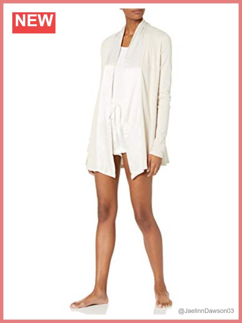 Lounge Jacket Open Front Satin Lapels Rib Knit Side Pockets